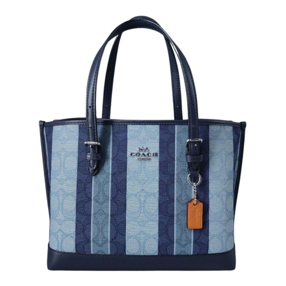 Coach Handbags - Coach Mollie Tote in Signature Navy and Light Blue Jacquard